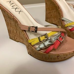 Bright Colored Strappy Wedge Sandals 8